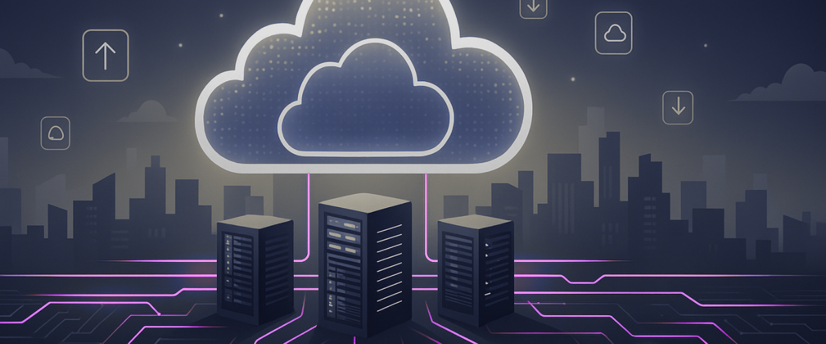 Ilustración de un centro de datos moderno y seguro